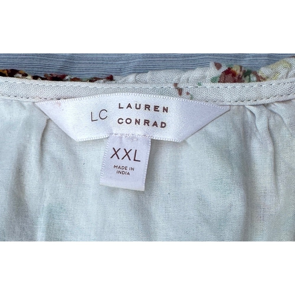 LC Lauren Conrad Ruffle Front Faux Wrap Tie Waist Top Sz XXL NWT Floral Blouse - Picture 7 of 9